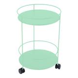 Fermob - Guinguette Side Wheeled Table With Solid Double Top Opaline Green 83 - Småbord & Sidobord utomhus