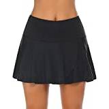COOrun Tenniskjol för damer, byxkjol, sommar, minikjol, kjol med byxor under, svart sommarkjol, S-XXL, svart, XL