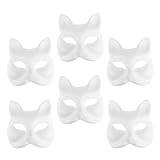 Warmhm 6 stycken kattmask rävmask therian mask diy-mask vitt papper målningsbar tom mask omålad halvmask enkla maskeradmaskerade för festgåvor
