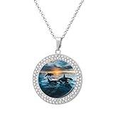 Ocean Whale damhalsband justerbar längd hänge mode smycken för mamma fru flickvän gåva