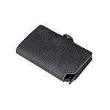 Man Plånbok Denim Läder Mini Popup ID Kreditkort Fodral Väska RFID Tunn Smart Card-hållare (Color : Black)