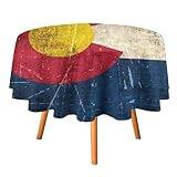 Vintage åldrad och repad Colorado flagga rund bordsduk vattentät bordsduk polyester bordsskydd för middag utomhus fest picknick 127 x 127 cm