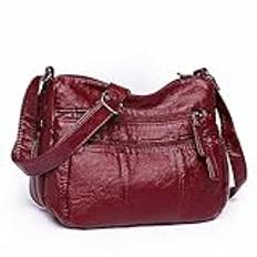 UIFLQXX röd läderväska för kvinnor med stor kapacitet och fickor mobiltelefonfodral, röd, Einheitsgröße