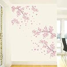 Bodhi2000 DIY avtagbar plommon blom rosa blomma väggklistermärken vinylkonst väggmålning barnrum dekor barnkammare dekal klistermärke