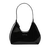 Mini axelväska, liten axelväska for kvinnor, tygväska i läder, Y2K Hobo-väska, Crescent-väska, Vintage Armpit Purse Handväska (Color : Black)