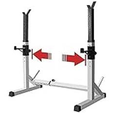 Large Fitness Barbell Rack Squat Stands, Weight Lifting Rack Bench Press Rack Dumbbell Stand, Height and Width Adjustable, Strength Training Stand for