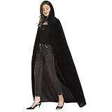 DERCLIVE Unisex full längd mantel med huva, vuxen sammet fin cape rock med slipsar maskeradbollar utklädning, halloweenfest cosplay kostym kappa