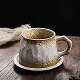 Retro keramiska kaffekoppar och fat uppsättning med kreativa koppar japansk grov keramik mugg hemkonst muggar (L)