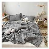 Korean Ruffles Quilted Summer Blanket Princess Pleated Solid Queen Quilts Soft Skin-friendly Thin Comforter Set or Single Quilt,Set med täcke