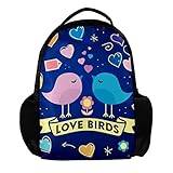 Blue Love Bird personlig ryggsäck för kvinnor och män skola resa arbete ryggsäck, flerfärgad, 27.5x13x40cm, Ryggsäckar