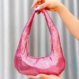 SHEIN New Aluminum Sheets Clutch Handbag Pink Fashion Backpack Underarm Bag Party Portable Soft Bag Large Gathering Organizer