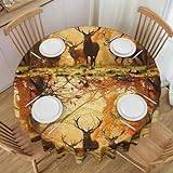 YsoLda Rund bordsduk, tvättbar bordsduk 152 cm bordsskydd för picknick campingfest, rådjur i skogen
