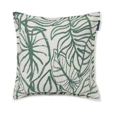 Leaves Printed Linen/Cotton Pillow Cover White/Green, 50x50, Lexington