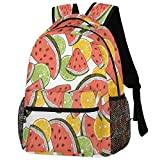 Vattenmelon orange sommar frukt skolryggsäck, bokväska skolväska axelväska laptopväska resor dagryggsäckar för kvinnor tonåringar pojkar flickor, Vattenmelon orange sommarfrukt, 11.4(L)×8(W)×16(H)inch