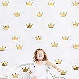 Barn väggklistermärken, 3D prinsessa krona spegel väggklistermärke, tredimensionell barnrum dekoration spegel klistermärke-guld (15 st)