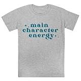 Main Character Energy Aesthetic Barngrå T-Shirt Vanlig Kortärmad
