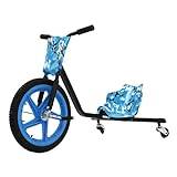 Drift Trike, 360 grader, pedal, gokart för barn, uppkörbar leksak för barn från 6 år, småbarn, stort hjul på trehjuling (blå – kamouflage)