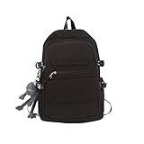 CCAFRET Ryggsäck Dam Nylon Travel Laptop Backpack Backpack Ladies School Bag Portable Lightweight Urban Practical Wear Resistant Waterproof (Color : Schwarz, Size : Only backpack)