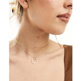 ASOS DESIGN – Guldfärgat choker-halsband med runt hänge - No Size