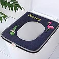 CHJHJKG Toalettsitsar Mats Kvadratisk toalettstolar Kudde Universal Chain Type Hushåll Vattentät Blå Flamingo, Rosa Fawn, Grön Fawn (Längd 43 cm, Bredd 36 cm) (Color : Blue flamingo)