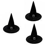GALPADA 3 St häxdräkttillbehör häxor hatt halloween häxdräkt för kvinnor svart hattar klänningar har häxhatt trollkvinna hatt Kläder rekvisita ullhatt smink män och kvinnor trollkarls hatt