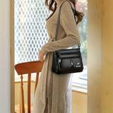 Mini Vintage Crossbody Bag, Multi Pocket Shoulder Bag, Women's Pu Leather Zipper Purse