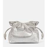 Loewe Flamenco distressed metallic leather clutch - silver - One size fits all