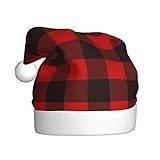 QQLADY Rutig röd och svart tomteluva för vuxna julhatt jul högtid hatt för nyår festtillbehör