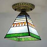 Mini ljuskrona, målat glas Semi-infälld taklampa, viktoriansk stil metallbas ljuskronor för sovrum Kök Matsal Vardagsrum Hall,15