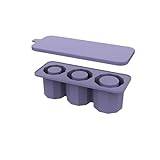 Iskubbricka Silikon Iskubmaskin med lock for att göra 3 ihåliga cylindriga iskubsformar Köksverktyg (Color : Purple)