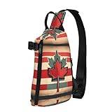 Retro Kanada flagga tryck crossbody ryggsäck korsväska, diagonalt slingväska resor, taktisk axelväska, Retro Kanada flagga mönster, One Size