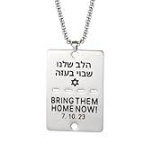 Original Made In Israel Ta hem dem nu Halsband,Israel Halsband Jag står med Israel,Visa din solidaritet och stöd for Israels folk,För vänner Familj/1376(Color:Silvery,Size:60cm)