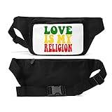 Love is My Religion Reggae-logotyp unisex midjeväska svart, Svart, En storlek,