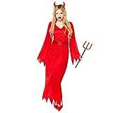amscan 9917899 Dam Halloween Devil Lady Fancy Dress Kostym, Multi, Storlek: 18-20