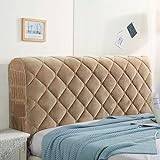 Sänggavel skydd sängöverkast för sänghuvud sänghuvud bräda rutig fluffig pläd sängöverdrag sänggavlar madrass dyna elastiskt dra-på-lakan sänggavel ryggstöd skydd (färg: kaffefärg, storlek: B 210 x H