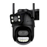 Säkerhetskamera utomhus 9MP 5K HD IP-kamera utomhus 8x zoom Tre linser Dubbla skärmar PTZ-kamera Autospårning 6MP hemsäkerhet CCTV-övervakning Övervakning CCTV vattentät kamera (Color : 1, Size : 9M