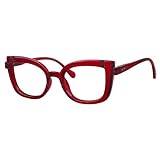 Eyekepper Överdimensionerade läsglasögon – moderiktig kattöga läshjälp med fjädergångjärn för kvinnor, Röd-1 st, +2.25