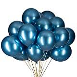 12 tum ballonger blå helium, metalliska ballonger blå 50 stycken latexballonger Ø 30 cm för bröllop alla hjärtans dag födelsedag dop gemenskap fest dekoration