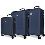 Roll Road Kambodja resväska set blå 55/68/78 cm hård ABS sida kombinationslås 190 l 10,84 kg 4 dubbla hjul bagage hand, Blå, Bagageset