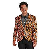 Disney Mickey Mouse Pumpkin Glow-in-the-Dark Half Suit and Light-Up Tie Costume for Adults, Size L/XL