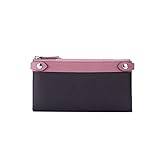 SSWERWEQ Damplånbok Kontrastande färg nylon plånbok, läder dubbel spänne dragkedja, lång topp kohud läder damer plånbok, plånbok