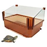 Mini Terrariumtank för Reptilglas, Tydligt Synlig Sköldpaddstank Habitat Amfibier Habitatbur för Sköldpaddsgroda Eremitkrabba