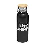 I Love Anime Life Style Japansk Manga Eco Thermos, Rostfritt stål, Isolerad flaska, Bambulock