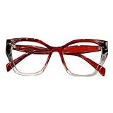 Kattögon-Läsglasögon, Fashionabla Glasögon med Stora Ram, Anti-Blått Ljus Cat-Eye Läsning Glasögon for Kvinnor (Color : Red, Size : 1.0x)