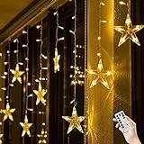 BLOOMWIN Stjärna ljusgardin 3 m 8 lägen 5 V USB belysning romantisk dekoration inomhus lysande jullampor med fast ring stämning för sovrum, bröllop, trädgård, varm vit