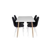 Venture Design Polar & Polar matgrupp Vit/svart 4 st stolar & bord 120 x 75 cm
