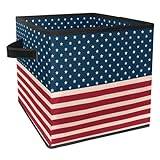 VAPOKF Vikbar förvaringsbox, tygförvaringskorg, kub, organisatör, papperskorgar med handtag för leksak, kläder, böcker, garderob, sovrum, hem - I Love the USA vintage stil amerikansk flagga