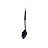 MOEIDO Matlagningsskedar 1pc bNon-stick Spoon Spoon Arc Handle Heat-resistant Round Spoon With Sanitary Coating Cooking Utensils (Color : Schwarz)