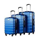 Handbagage Resväskor 3-delat ABS-bagageset Med TSA-lås, Inkluderar 20", 24", 28" Spinnerväskor Resväska Kabinväska (Color : Blue, Size : 20+24+28in)