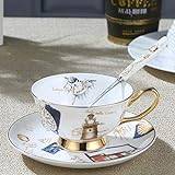 Teserviser i porslin Europeisk stil Bone China Kaffekopp och fat Kaffekoppsset Engelsk Afternoon Tea Cup med en mängd olika stilar (Stamp Tower)
